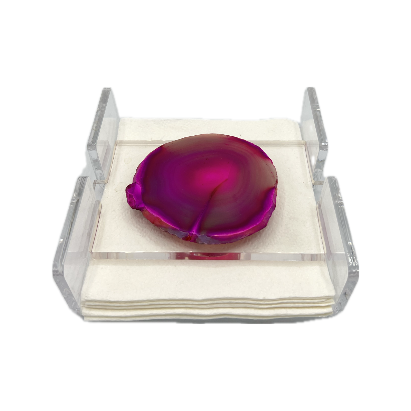 Napking Holder with Fuchsia Agate
