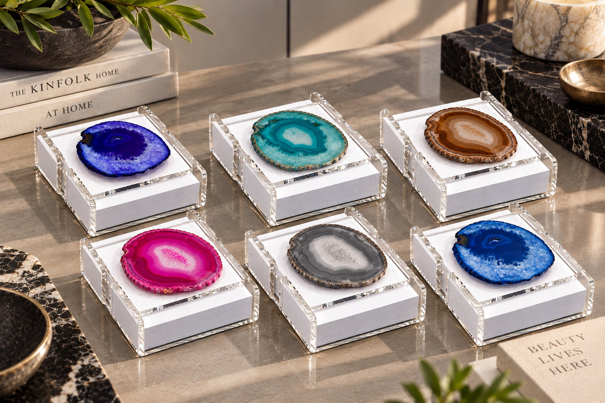 Soporte de notas de acrílico y ágata