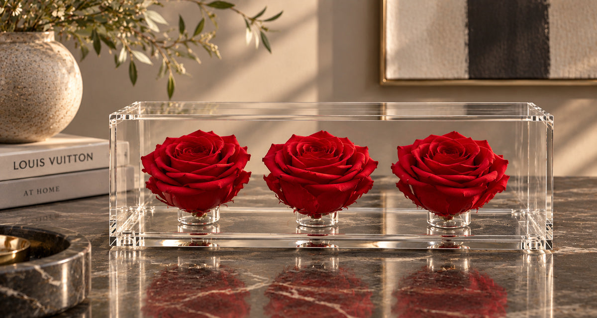 El trío de rosas fucsia