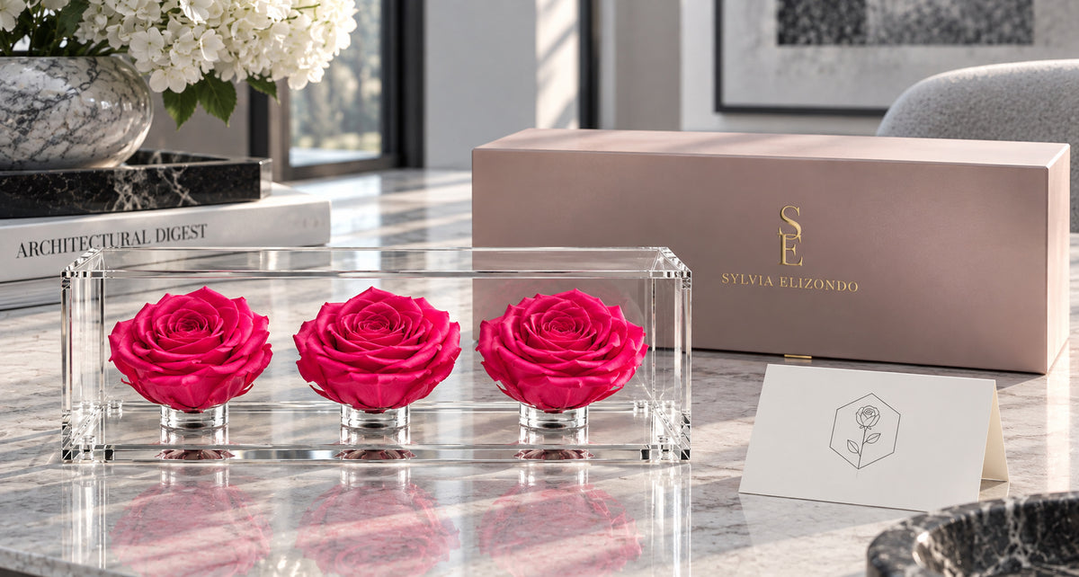 El trío de rosas fucsia