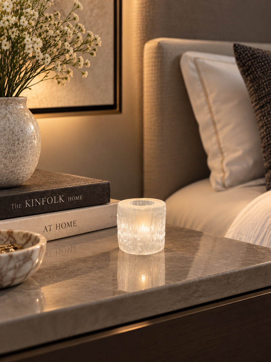 Selenite Candle Holder
