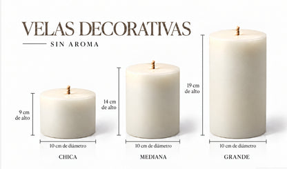 Velas de pilar color marfil