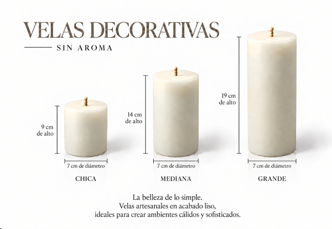 Velas de pilar color marfil