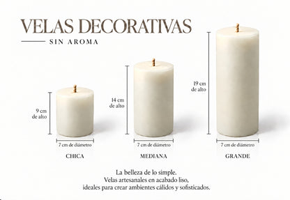 Velas de pilar color marfil